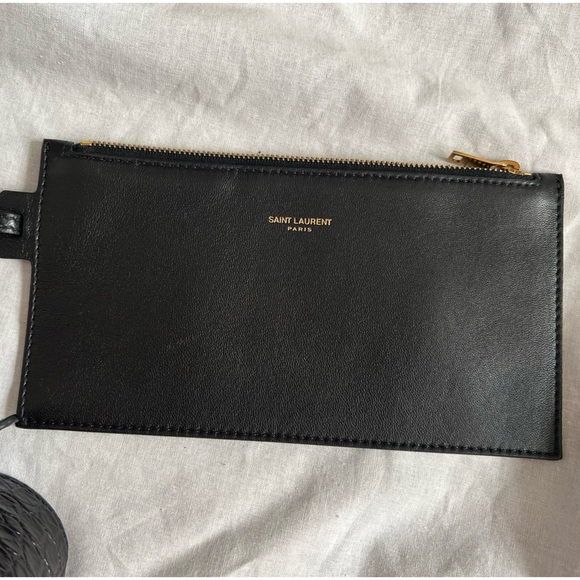 Saint Laurent Paris VII Flat Croc Embossed Leather Hobo Bag - Picture 10 of 16